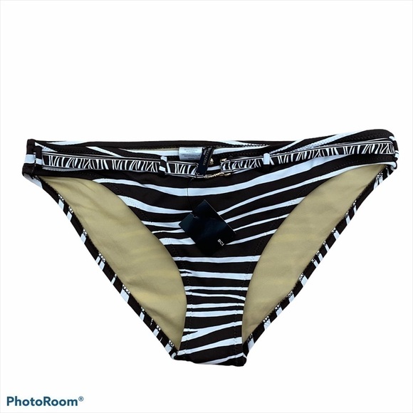 BCBGMaxAzria Zebra Print Brown Bikini Bottom NWT Large - Picture 1 of 6